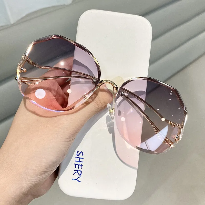 Rimless Fashion Sunglasses Women Tide Luxury