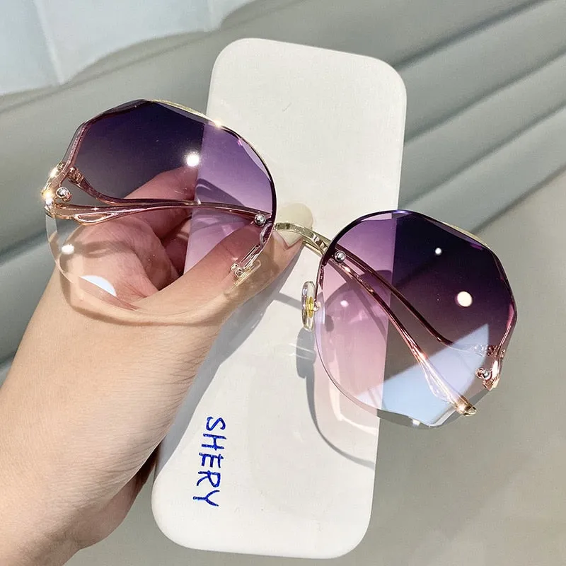 Rimless Fashion Sunglasses Women Tide Luxury