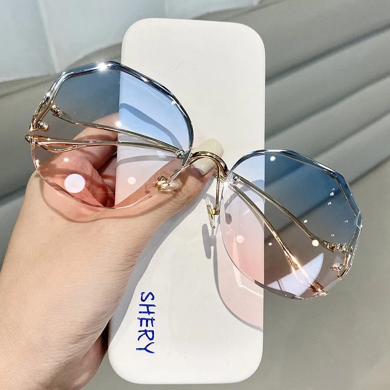 Rimless Fashion Sunglasses Women Tide Luxury