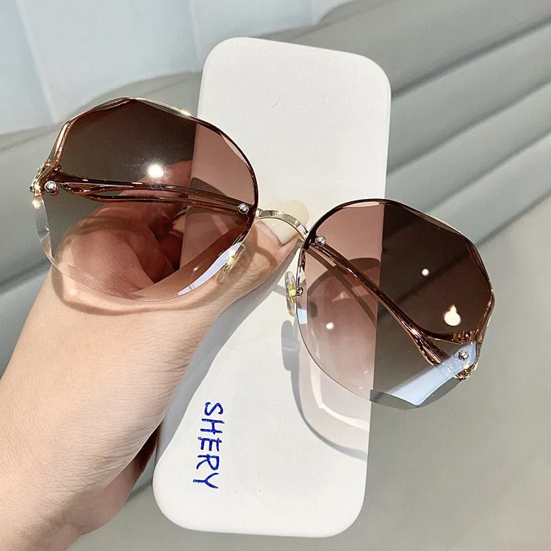Rimless Fashion Sunglasses Women Tide Luxury
