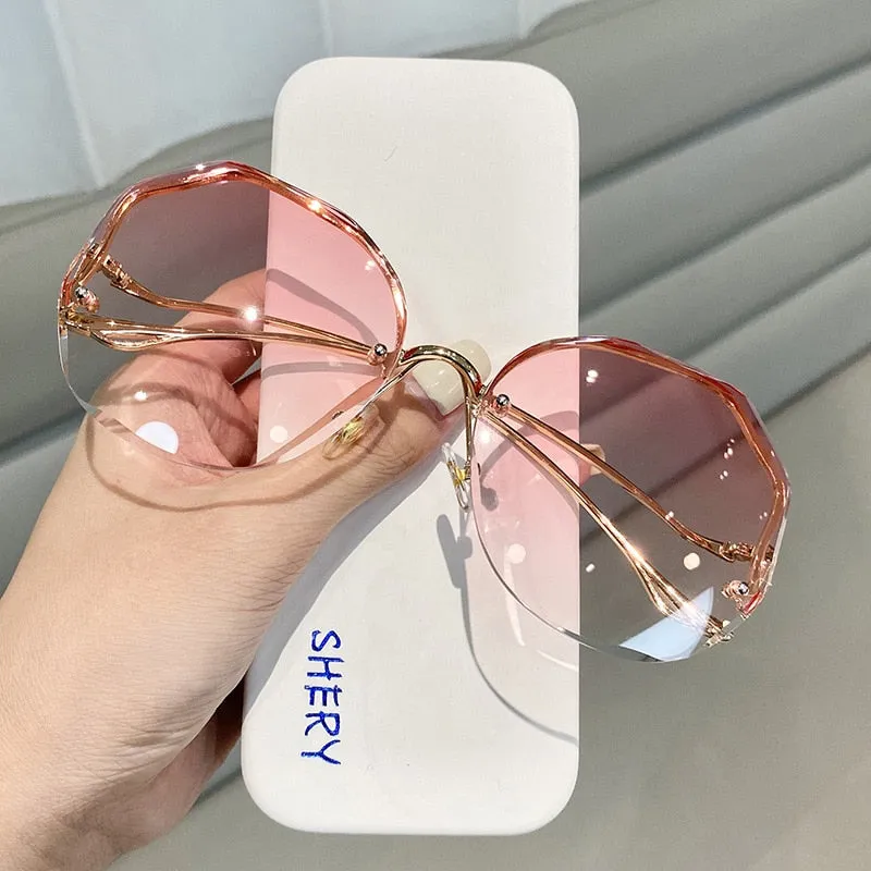 Rimless Fashion Sunglasses Women Tide Luxury