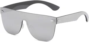 Rimless Sunglasses For Women Men One Piece Square Oversize Mirror Lens Anti Reflective