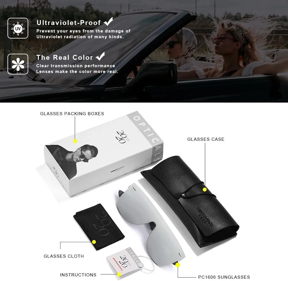 Rimless Sunglasses For Women Men One Piece Square Oversize Mirror Lens Anti Reflective