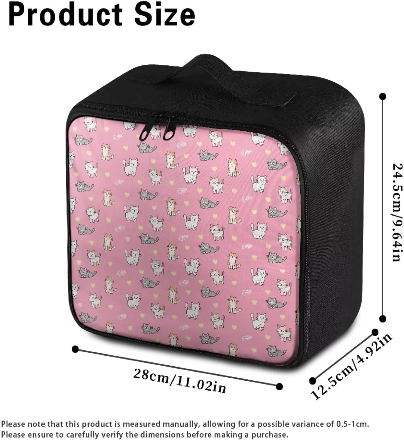 Rnyleeg Cute First Aid Bag Empty,Travel Medical Supplies Bag for Camping Hiking, Medium First Aid Kit Bag, Pink Cat Heart Print