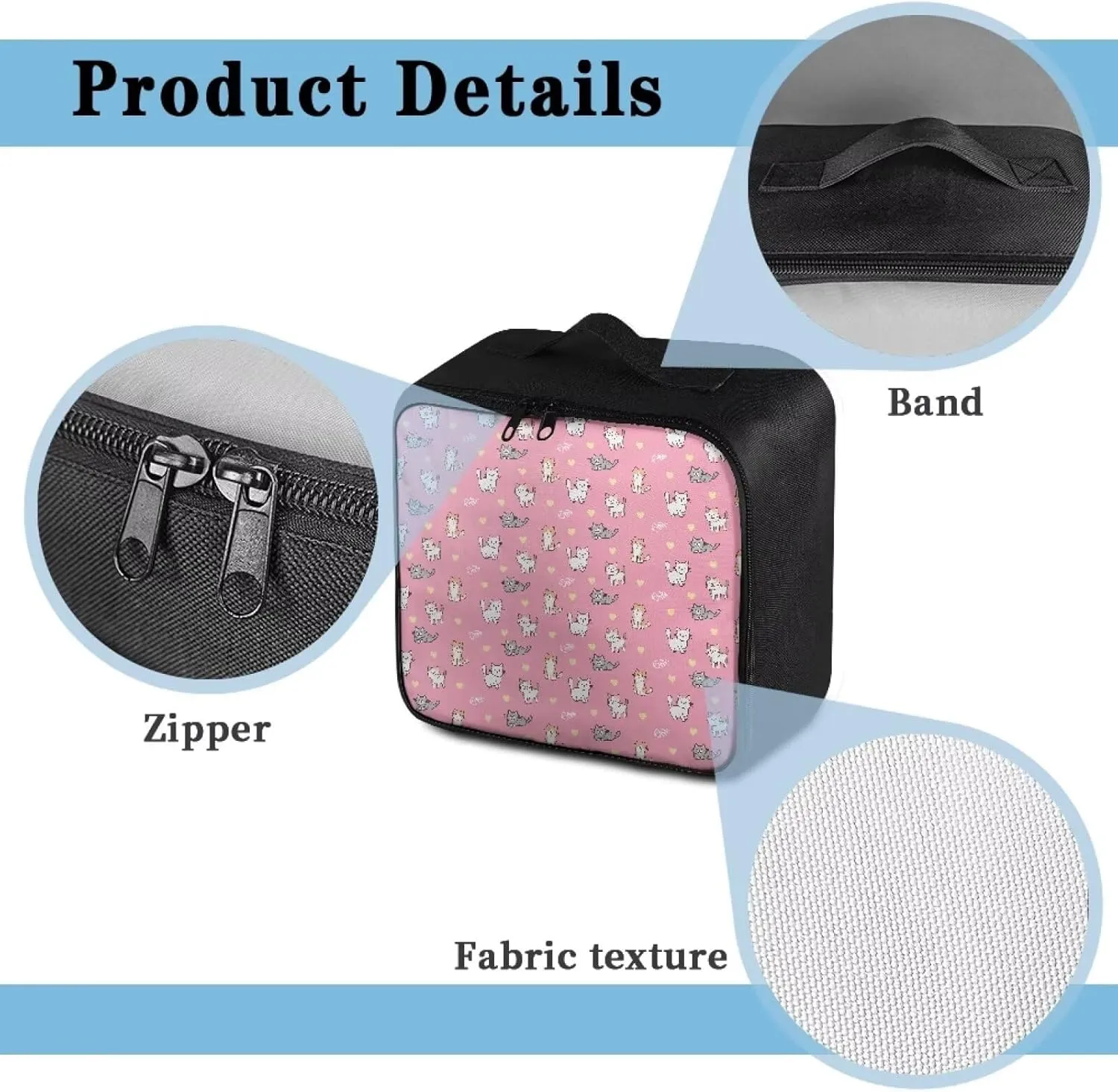 Rnyleeg Cute First Aid Bag Empty,Travel Medical Supplies Bag for Camping Hiking, Medium First Aid Kit Bag, Pink Cat Heart Print