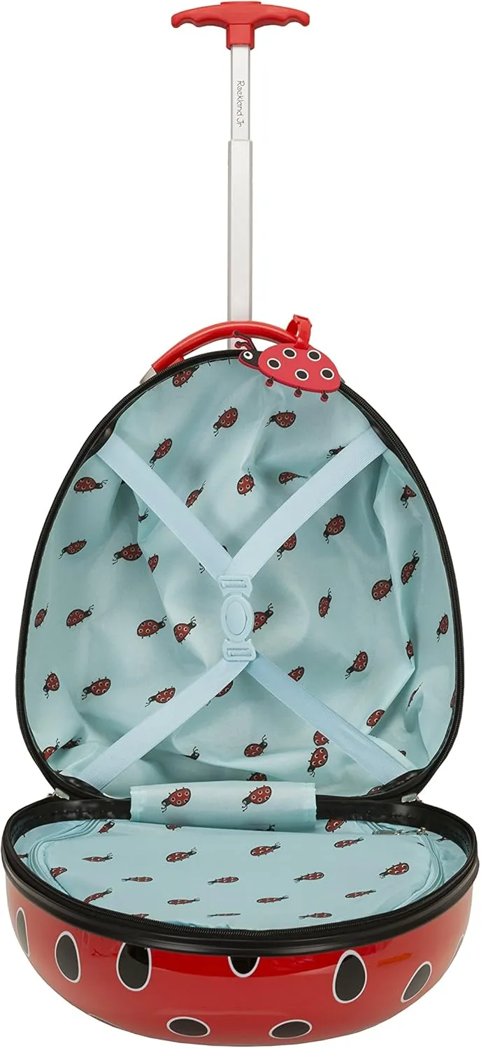 Rockland Jr. Kids' My First Hardside Spinner Luggage, Telescoping Handles, Ladybug, Carry-On 19-Inch