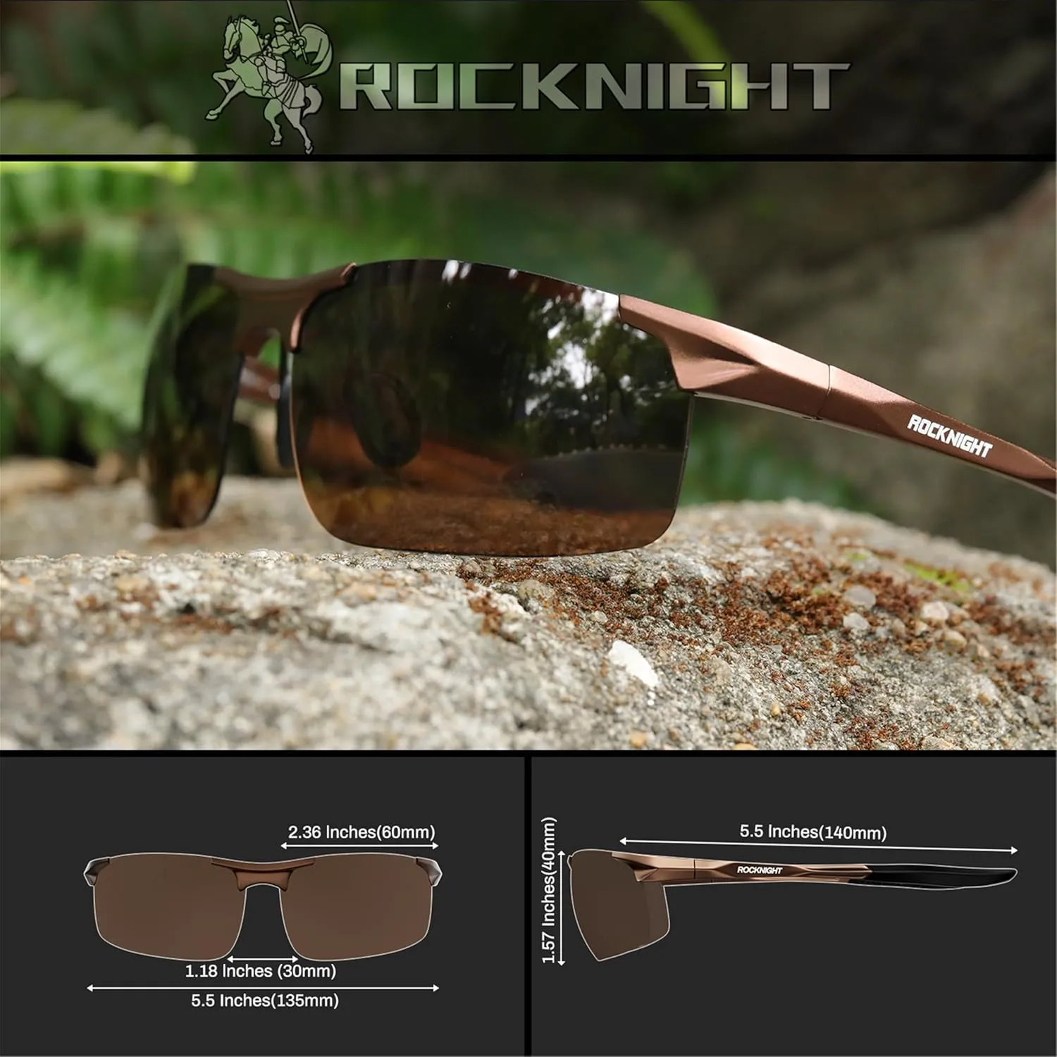 ROCKNIGHT Driving HD Polarized UV400 Protection Ultra light Al-Mg Golf Fishing Outdoor Sunglasses