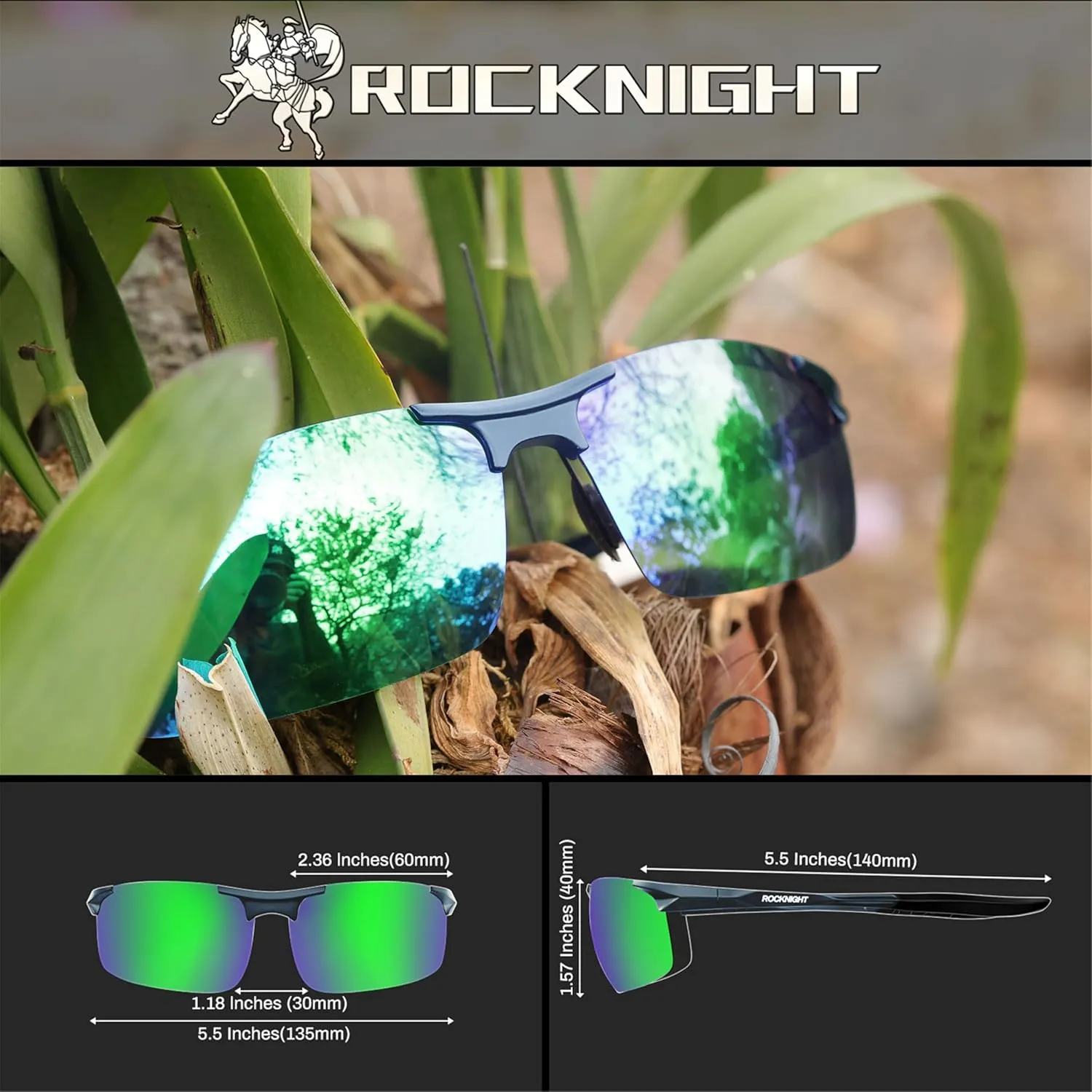 ROCKNIGHT Driving HD Polarized UV400 Protection Ultra light Al-Mg Golf Fishing Outdoor Sunglasses