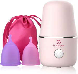 ROSA RUGOSA Menstrual Cup Steamer, Portable Menstrual Cup Wash Kit, Comes with Two Reusable Period Cup, High Temperature, Great Partner for Women Travel