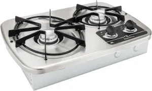 RV 2-Burner Drop-In Cooktop Stainless Steel | Stove Top for RVs, Campers, Motorhomes, and Travel Trailers | Durable, Compact, Space-Saving Design for Mobile Kitchens