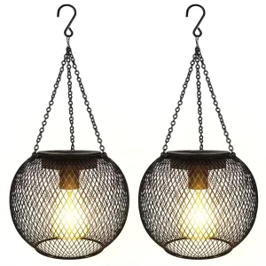 Rynx | Gibmidser Solar Outdoor Light, Hanging Solar Lantern Retro Metal Outdoor Decorative Waterproof Solar Energy-Friendly Lantern for Courtyard Garden Patio Pathway Tree Halloween Christmas Decor (2Pcs)