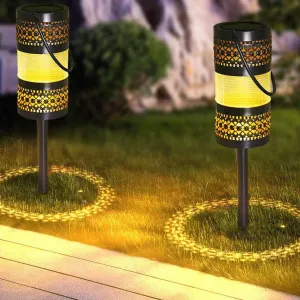 Rynx | Outdoor Solar Hollow Cylinder Lantern Ground Insert LED Garden Landscape Light