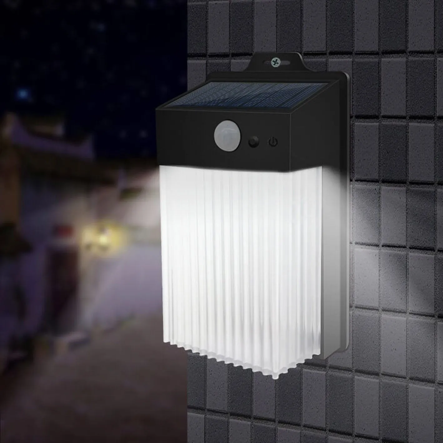 Rynx | Solar Sensor Square LED Outdoor Garden Wall Lantern Lamp