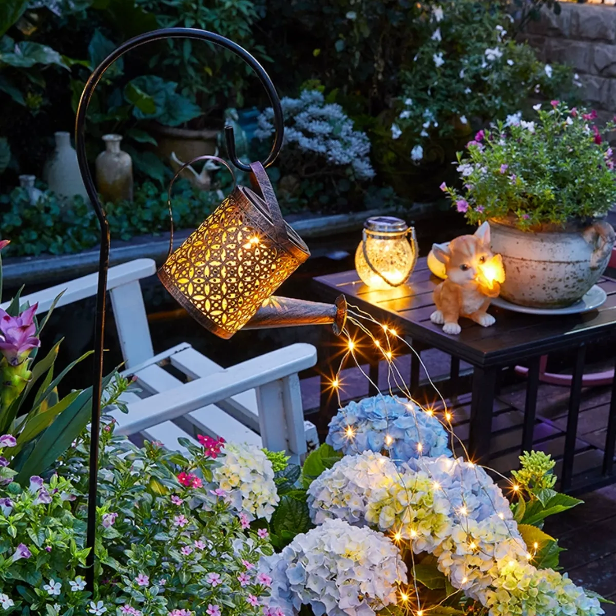 #S18 Solar Watering Can Lights Hanging Kettle Lantern