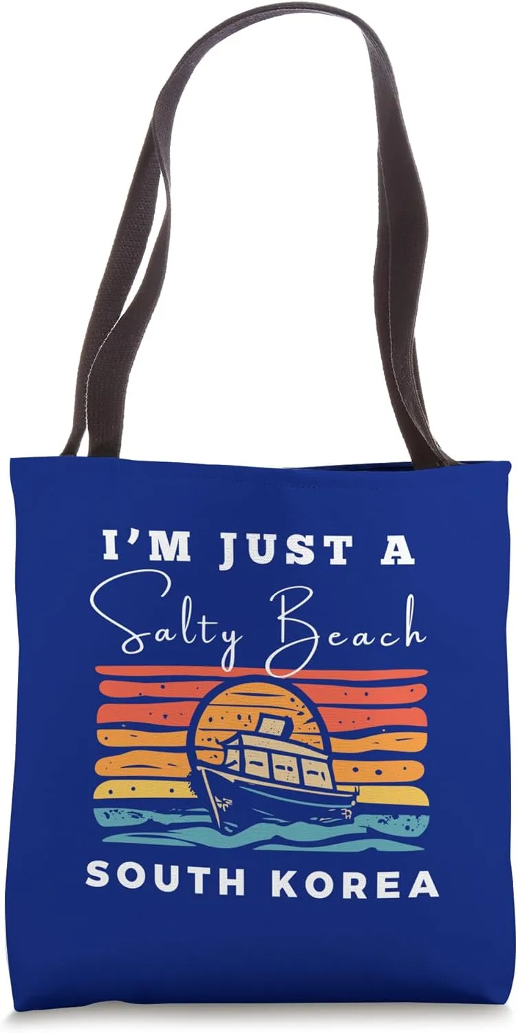 Salty Beach South Korea Travel Souvenir South Korea Tote Bag