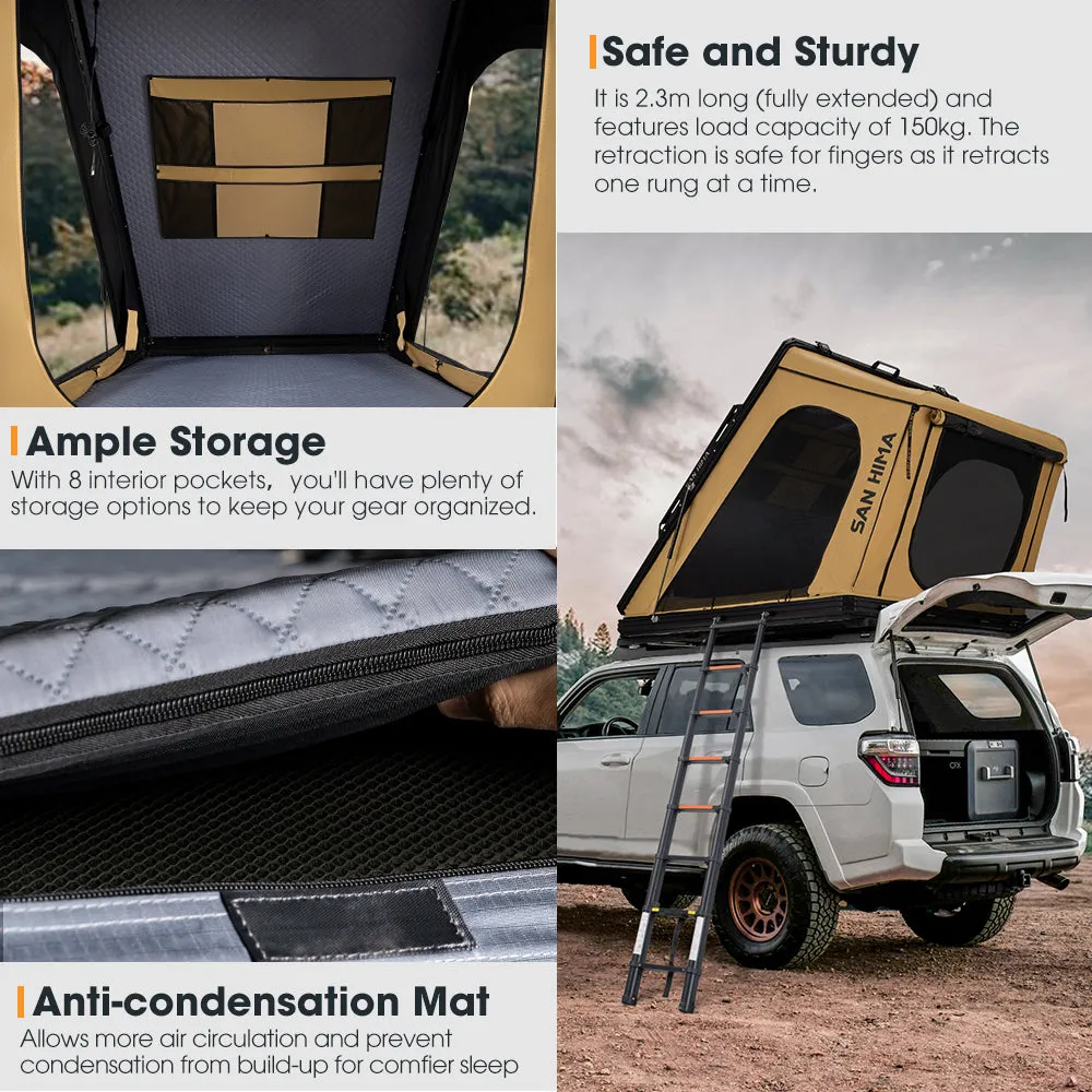 San Hima Kalbarri Gen 2 Roof Top Tent Hardshell Khaki   130W Solar Panel