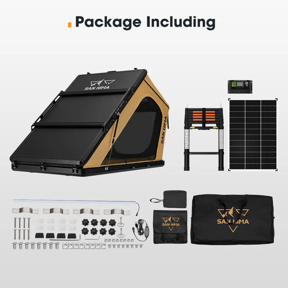San Hima Kalbarri Gen 2 Roof Top Tent Hardshell Khaki   130W Solar Panel