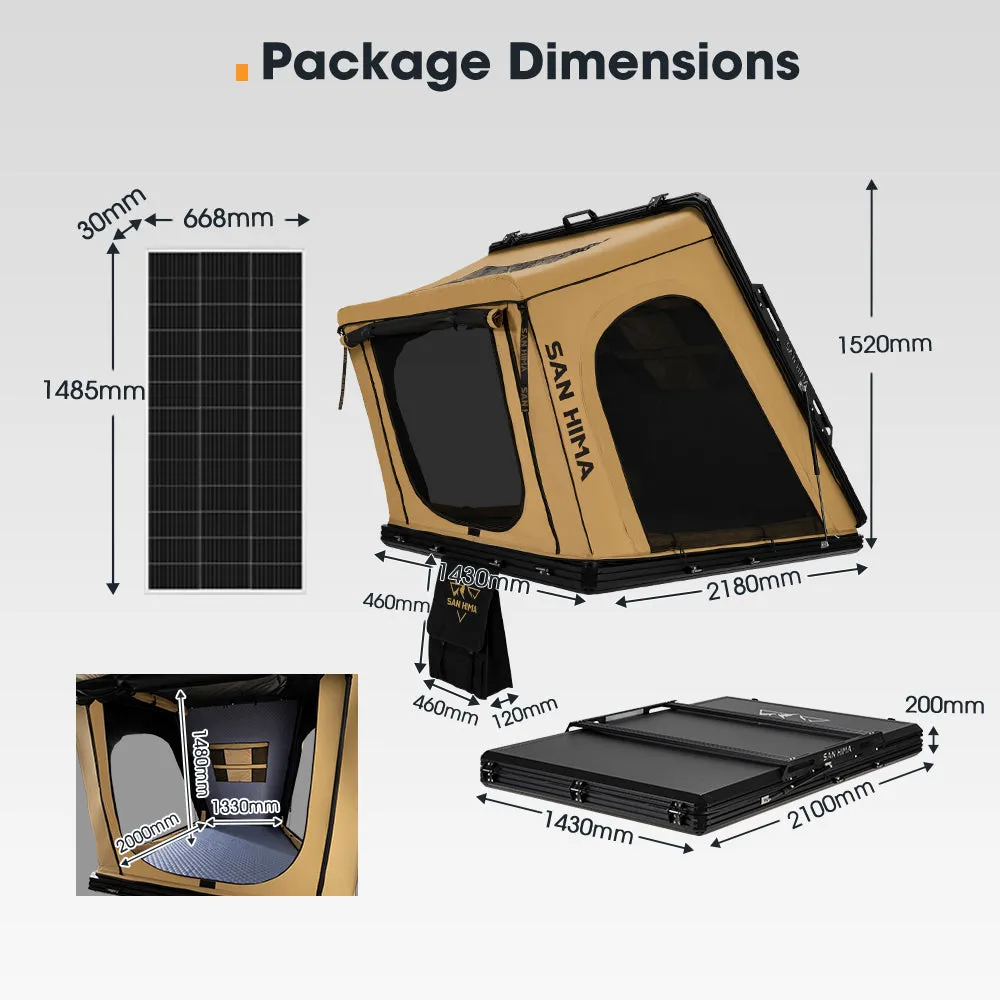 San Hima Kalbarri Gen 2 Roof Top Tent Hardshell Khaki   200W Solar Panel