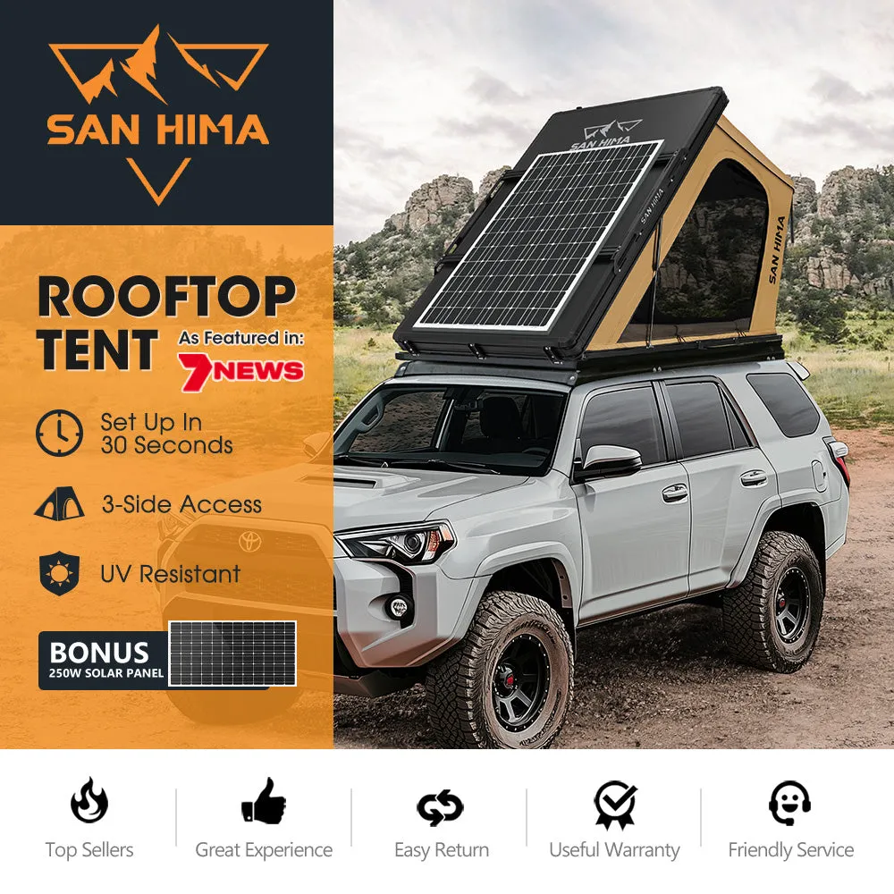 San Hima Kalbarri Gen 2 Roof Top Tent Hardshell Khaki   250W Solar Panel