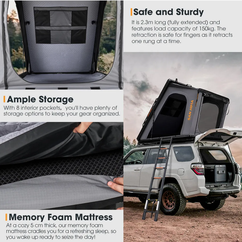 San Hima Kalbarri Gen 2 Roof Top Tent Hardshell With Ladder   120W Solar Panel