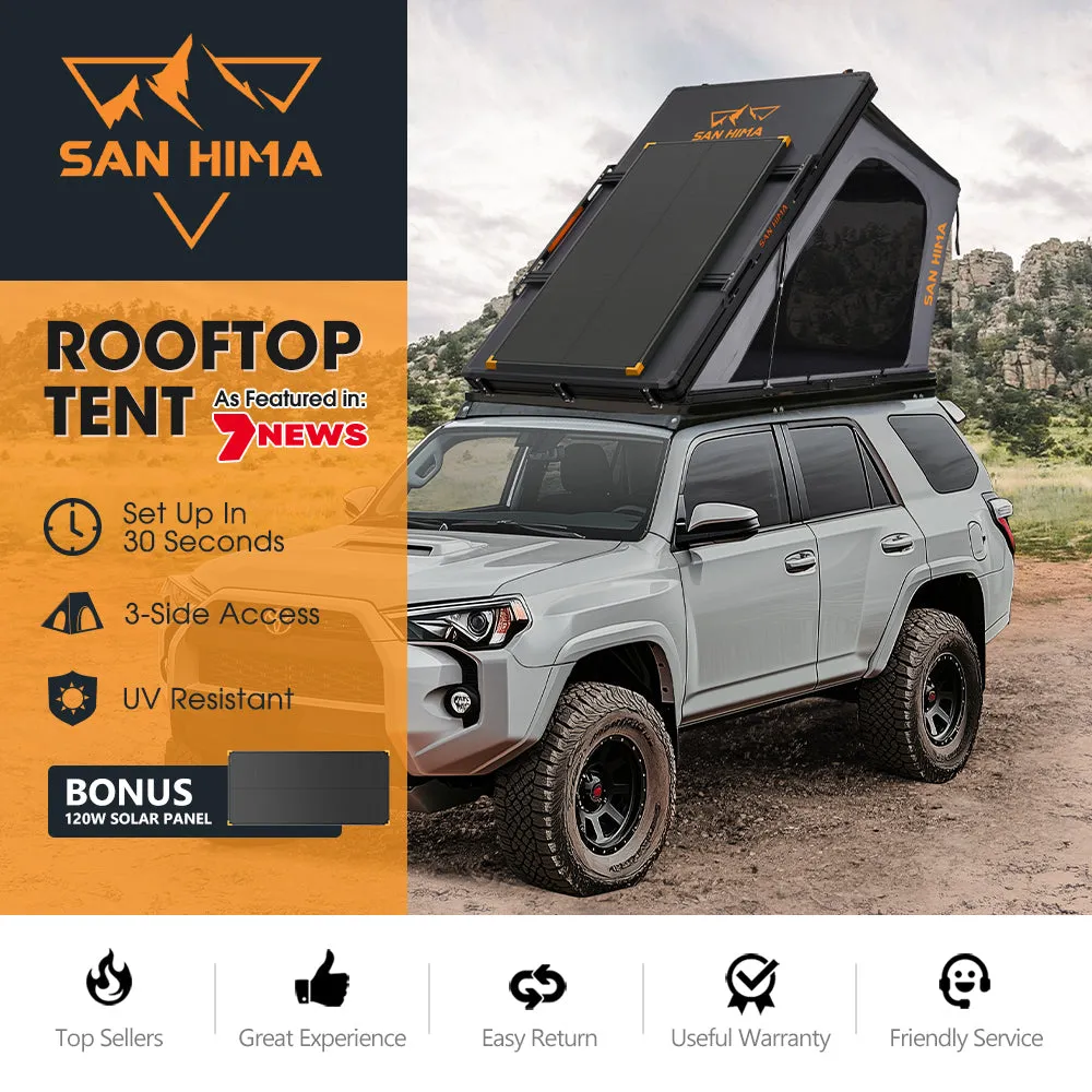 San Hima Kalbarri Gen 2 Roof Top Tent Hardshell With Ladder   120W Solar Panel