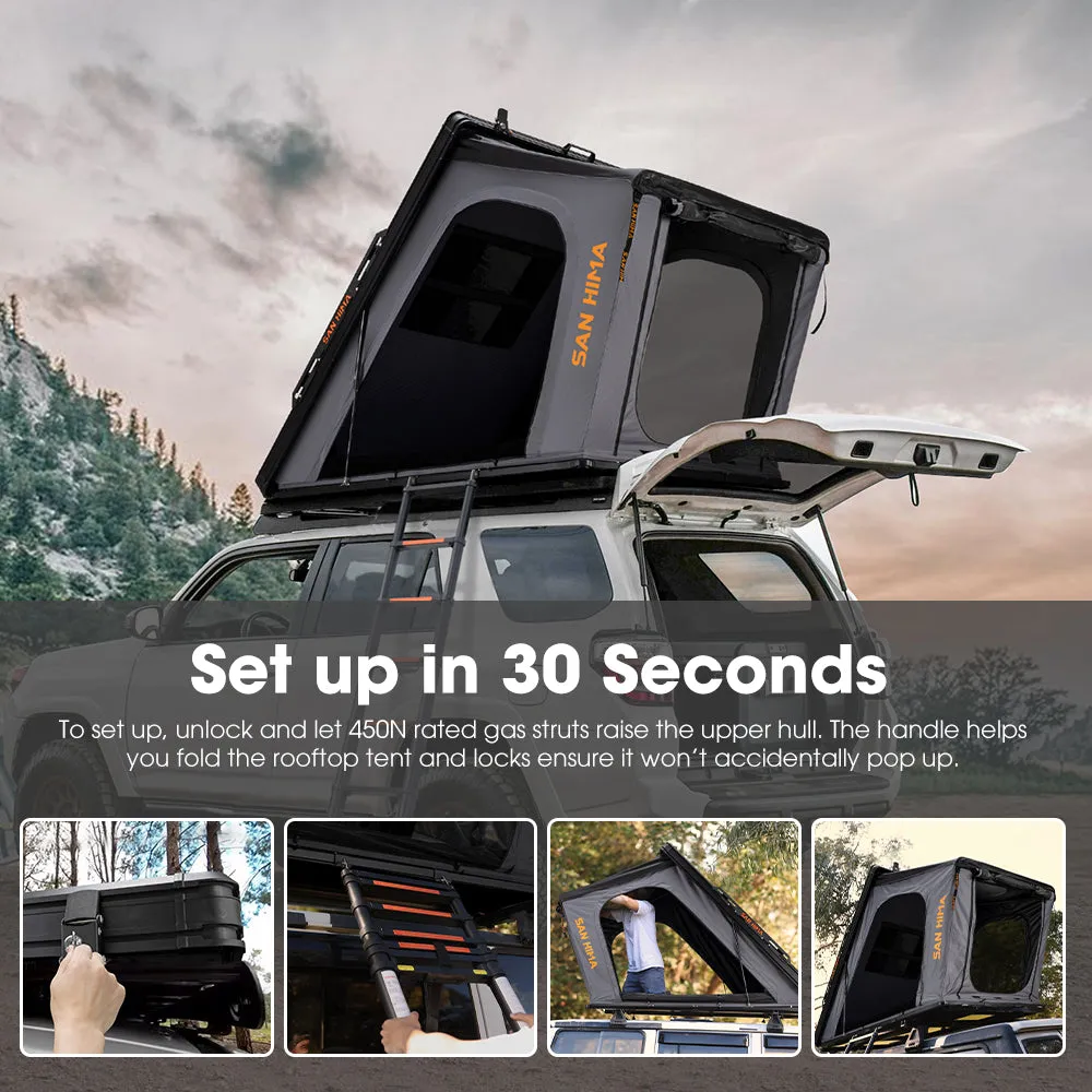 San Hima Kalbarri Gen 2 Roof Top Tent Hardshell With Ladder   120W Solar Panel