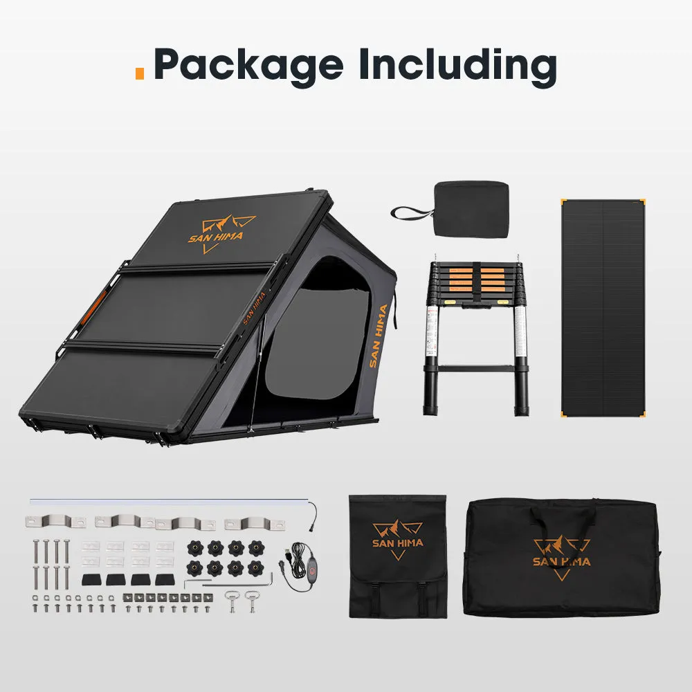 San Hima Kalbarri Gen 2 Roof Top Tent Hardshell With Ladder   120W Solar Panel