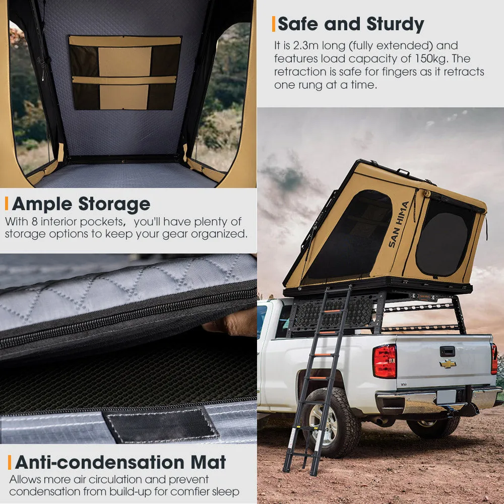 San Hima Kalbarri Gen 2 Roof Top Tent Hardshell With Ladder   Universal Ute Tub Rack