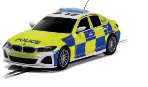 Scalextric BMW 330i M-Sport Police Car 1:32 Slot Race Car C4165, Yellow, Blue & White