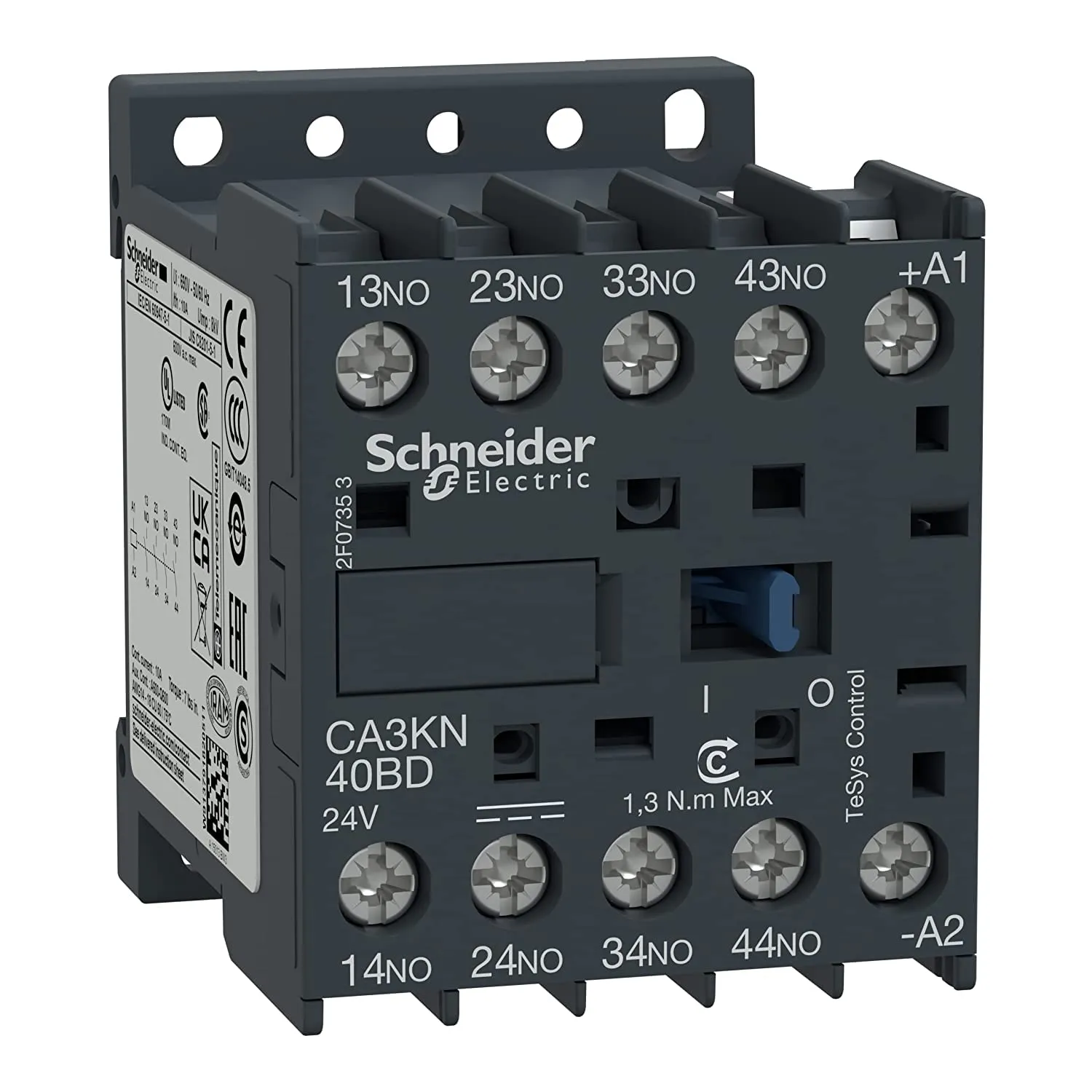 Schneider, CA3KN40BD, Control Relay, 4No, 24 Vdc, 69 Screw Clamps, Tesys K Series
