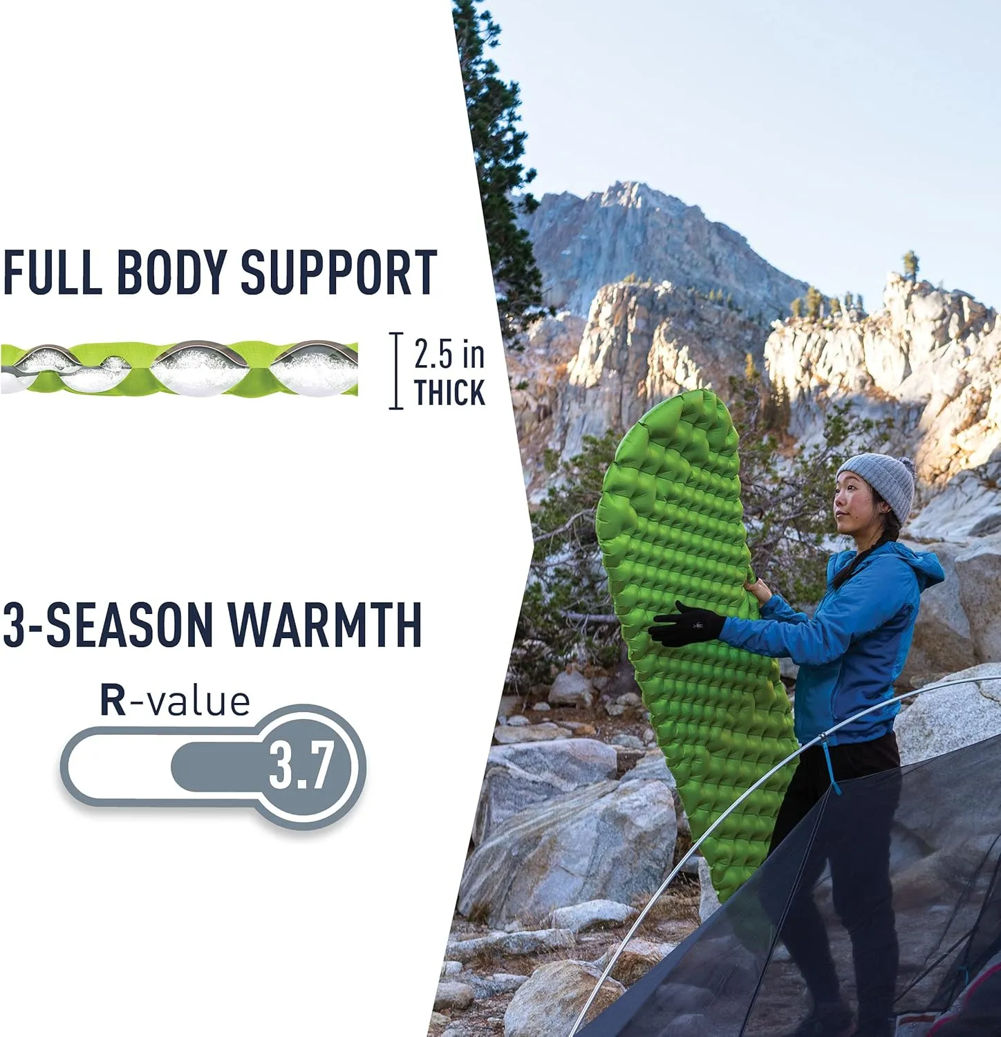 Sea to Summit Comfort Light Insulated Sleeping Pad for Backpacking and Camping, Large (79 x 25 x 2.5 inches)