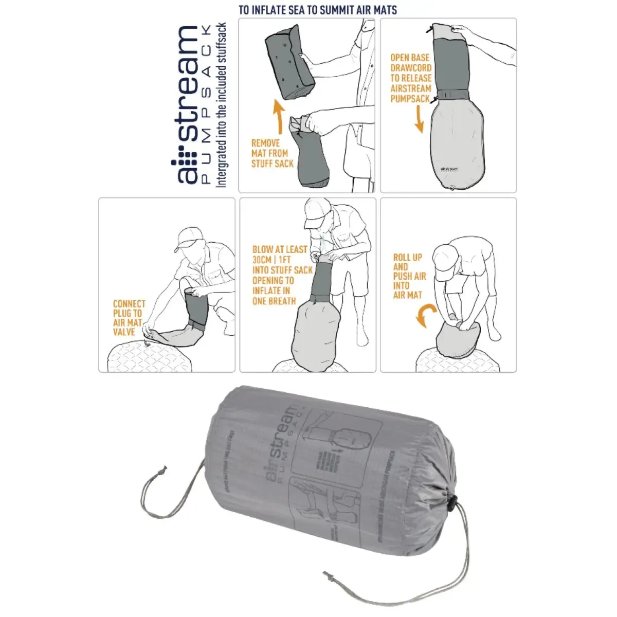 Sea to Summit Ether Light XT Insulated Sleeping Mat with Airstream Pumpsack - Small - Grey