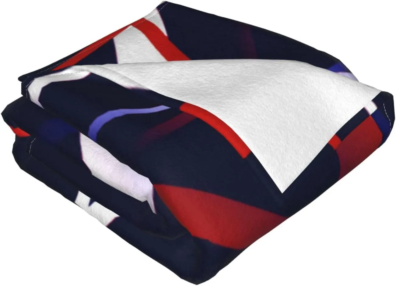 Seamless Abstract Red and White Stripes On A Blue 60"X50" Flannel Blanket - 100% Soft Polyester, Lightweight and Warm, Suitable for Families, Camping, Travel