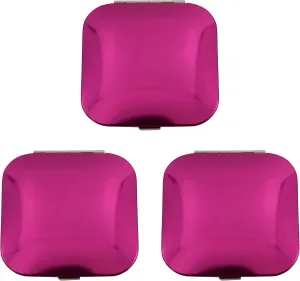 Set of 3 Contemporary Square Clamshell Compact Mirrors with Reflective Finish (Red)