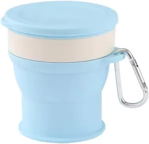 Silicone Collapsible Cups for Camping Travel, Small Portable Drinking Cup with Lids Reusable for Outdoor Hiking Cold drinks and hot coffee