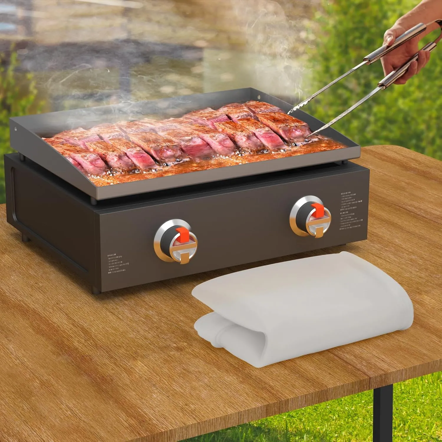 Silicone Griddle Mat Cover for Blackstone - 22 Inch True All-Encompassing Coverage Heavy Duty Food Grade Grill Buddy Mat, All Season Cooking Surface Protective Cover