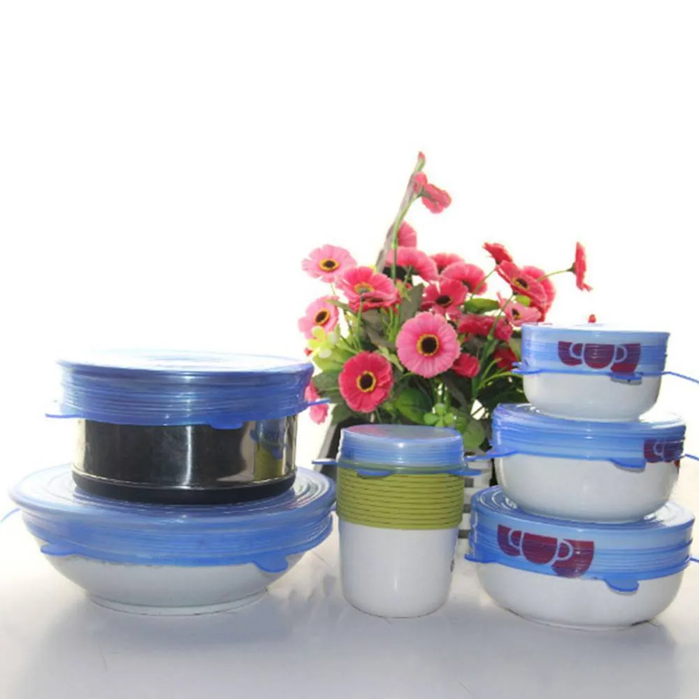 Silicone Stretch Lids 6 PACK flexible Food Saving Lid Durable reusable food cover
