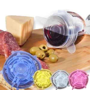 Silicone Stretch Lids 6 PACK flexible Food Saving Lid Durable reusable food cover
