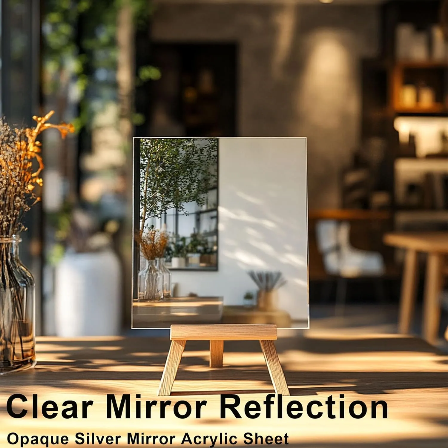Silver Mirror Acrylic Sheets – 2 Pack, 12x16Inches, 1/8 Inch Thick, Reflective Mirror Acrylic Ideal for Laser Cutting, DIY Crafts, and Home Decorations (30x40cm)