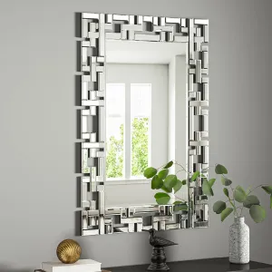 Silver Rectangular Frameless Mirror for Wall Decor, 23.6"x 35.4" Modern Decorative Wall Mirror Beveled Mirror Home Decor for Living Room, Bedroom, Dining room, Farmhouse, Hallway, Entryway, Fireplace