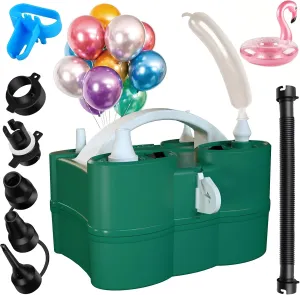 SINBEE Balloon Pump, Balloon Pump Electric, Portable Dual Nozzle Electric Blower Air Pump Inflator for Party Decoration. Faster and Save Time