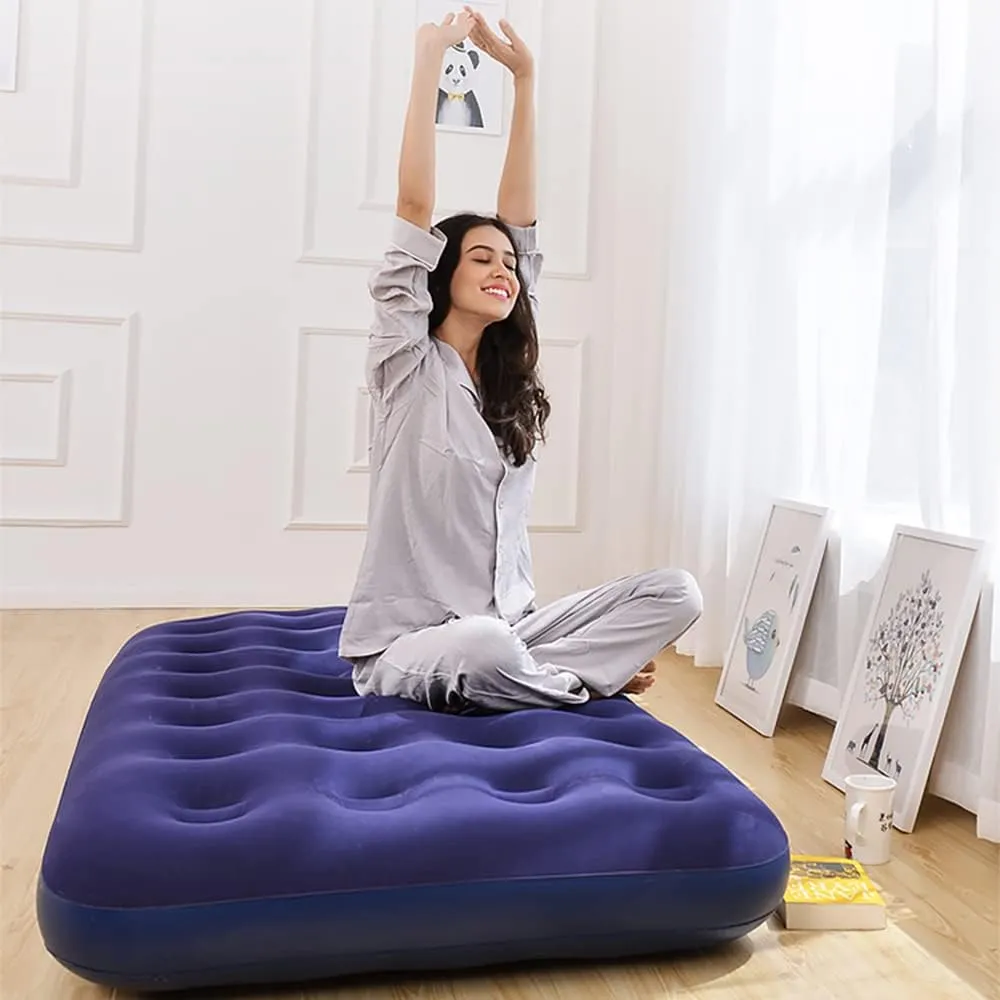 Single Camping Air Mattress Inflatable Air Bed with Flocked Top