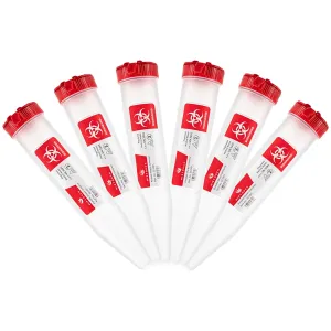 Single Use Travel Sharps Container for Needles, Syringes - Portable Small Sharps Container with New & Improved Locking Lid - Puncture Resistant Needle Disposal Containers (6-Pack, 6)