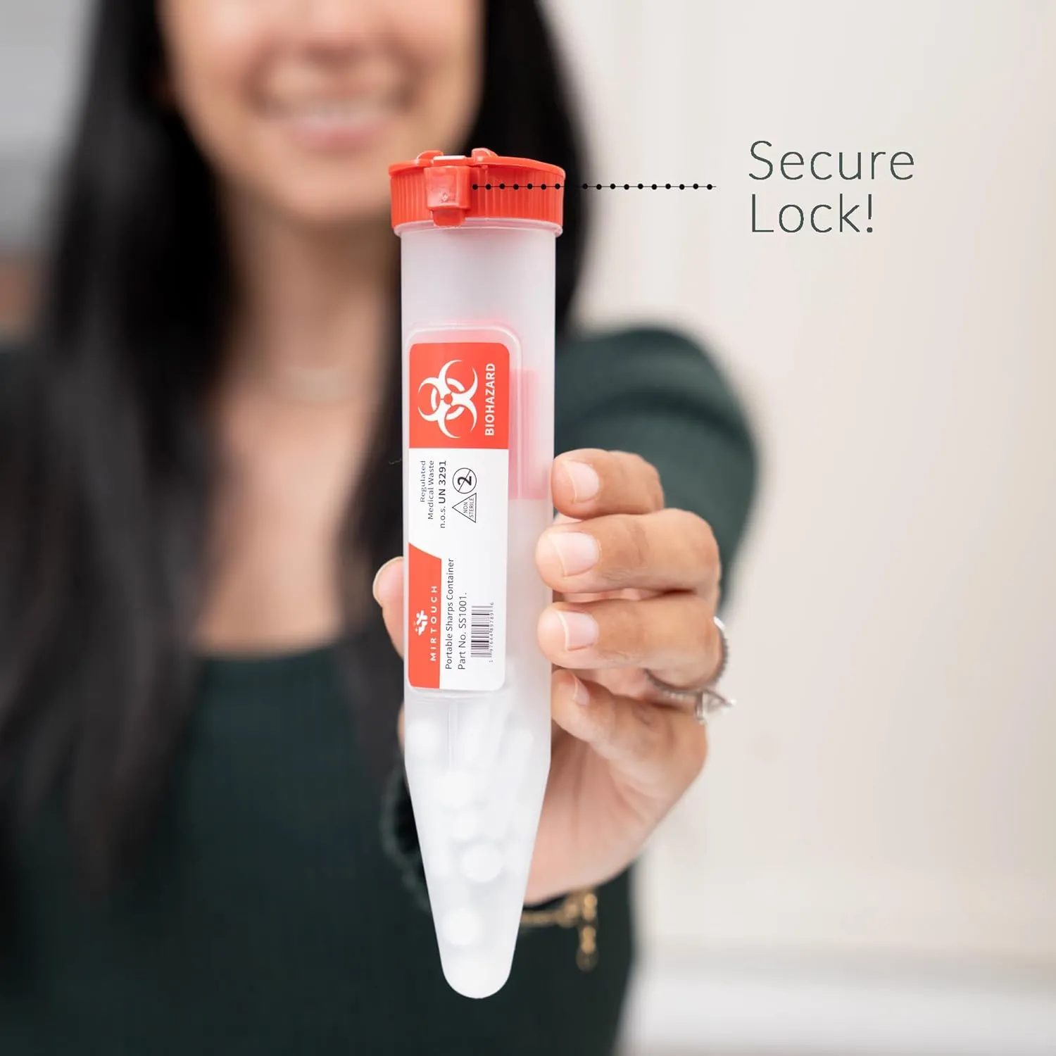 Single Use Travel Sharps Container for Needles, Syringes - Portable Small Sharps Container with New & Improved Locking Lid - Puncture Resistant Needle Disposal Containers (6-Pack, 6)