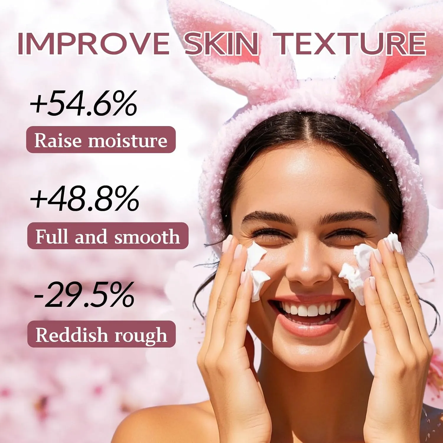 Skincare Set Sakura Teen Girls Gifts - Skin Care Set - Skincare for Teens 10-12 Hydrating - Travel Size Facial Kit for Women with Cleanser,Serum,Cream,Bunny Headband,Cleansing Brush（5pcs）