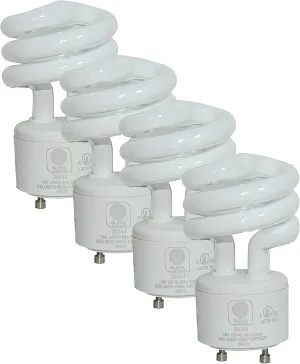 SLEEKLIGHTING - 13Watt GU24 Base 2 Prong Light Bulbs- UL approved-120v 60Hz Light Bulb- Mini Twist Lock Spiral -Self Ballasted CFL Two Pin Fluorescent Bulbs- 5000K Daylight 4pack
