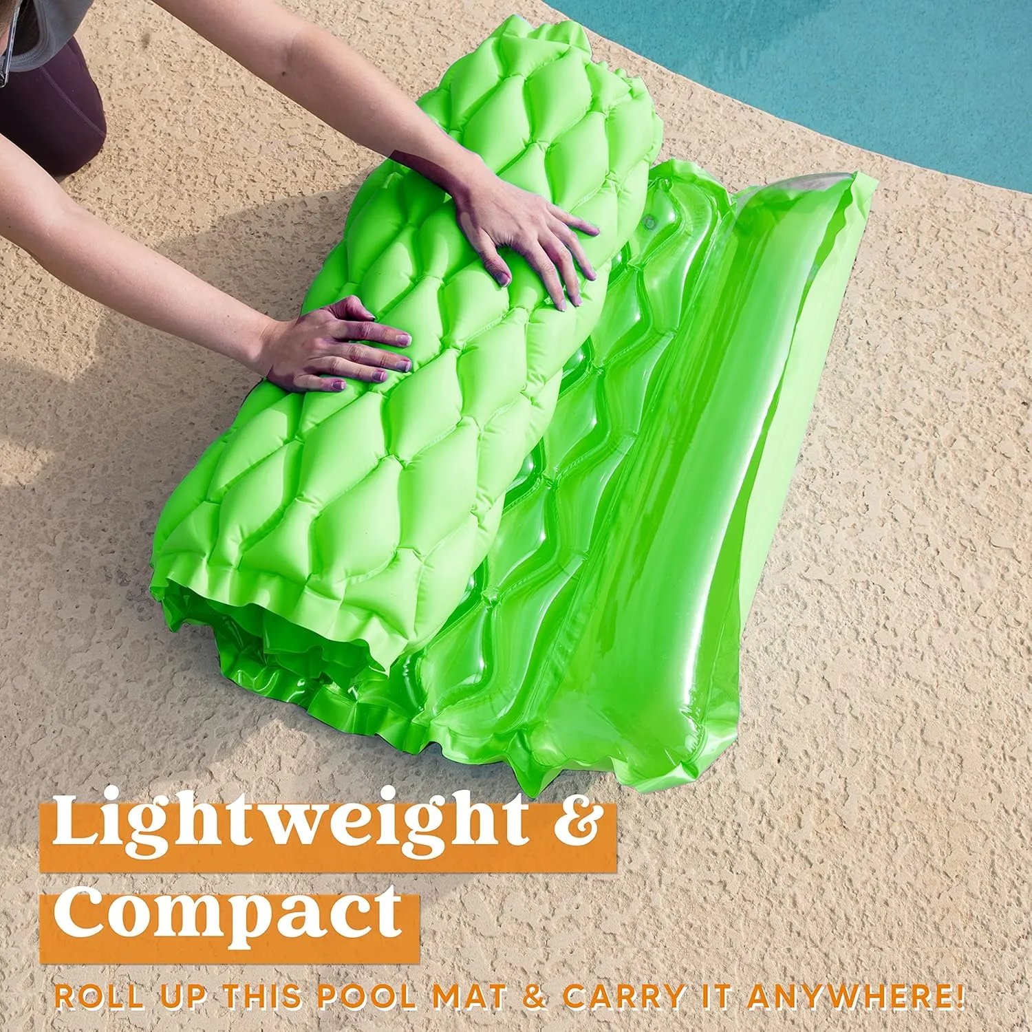 SLOOSH Inflatable Pool Floats Raft,Floating Lounge for Adults,64x32 inch Swimming Mat Pool Mattress with Headrest,2 Pieces Float Air Mat for Summer Water Beach Fun