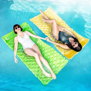 SLOOSH Inflatable Pool Floats Raft,Floating Lounge for Adults,64x32 inch Swimming Mat Pool Mattress with Headrest,2 Pieces Float Air Mat for Summer Water Beach Fun