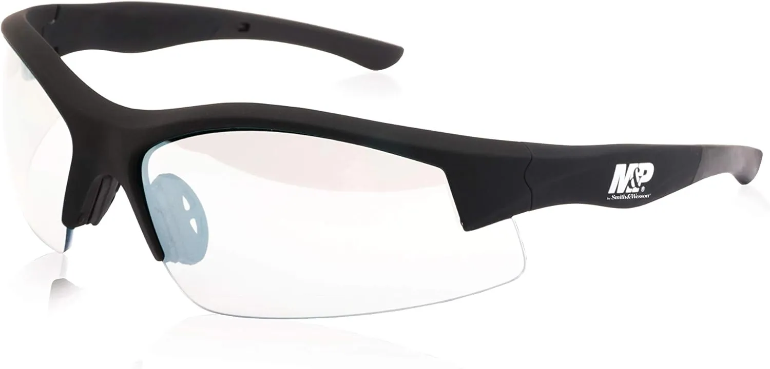 Smith & Wesson M&P Super Cobra Frame Shooting Glasses with No-Slip Rubber, Impact Resistance and Anti-Fog Lenses for Shooting, Working and Everyday Use