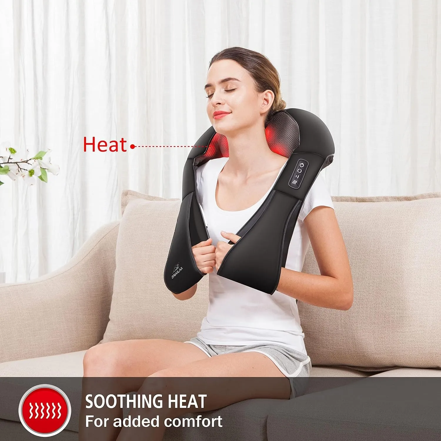 Snailax Cordless Massager - Shiatsu Neck and Shoulder Massager with Heat, FSA HSA Eligible, Portable, Lumbar, Foot Electric Massage Pillow, Christmas Gift